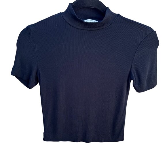 Babaton Aritzia Womens Knit Rayon Stretch Cropped High Neck Shirt Blouse Top 2XS - Picture 1 of 8